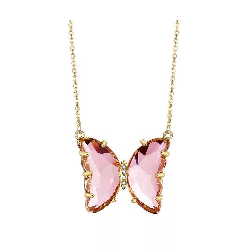 ButterGlow™ Stylish Pink Butterfly Necklace – Elegant & Trendy Jewelry for Women & Girls