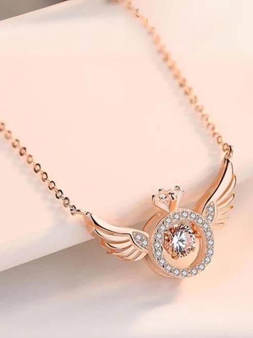 AngelGlow™ Rose Gold Angel Wings Pendant Chain – Elegant, Timeless & Radiant