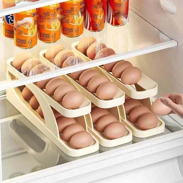 EggMaster™ Auto-Rolling Egg Holder – Space-Saving & Organized Storage