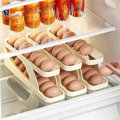 EggMaster™ Auto-Rolling Egg Holder – Space-Saving & Organized Storage