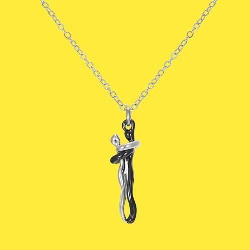 EternalHug™ Silver & Black Couple Pendant Necklace – Symbol of Love & Togetherness