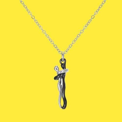 EternalHug™ Silver & Black Couple Pendant Necklace – Symbol of Love & Togetherness