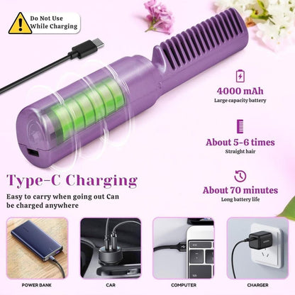 Meneflix Cordless Rechargeable Mini Hair Straightener & Hot Comb