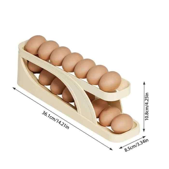 EggMaster™ Auto-Rolling Egg Holder – Space-Saving & Organized Storage