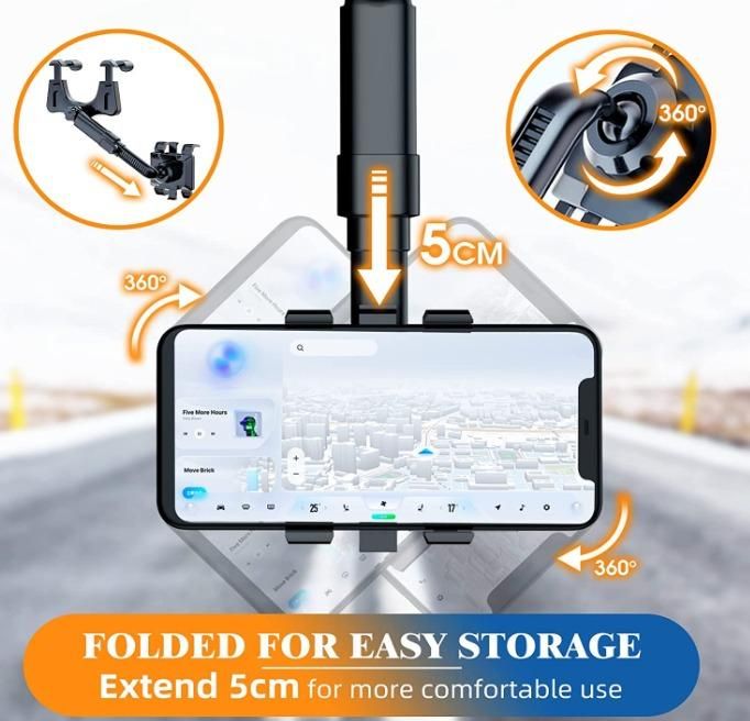 MirrorMount™ Adjustable Mobile Phone Holder for Car – Rearview Mirror Clip-On Mount