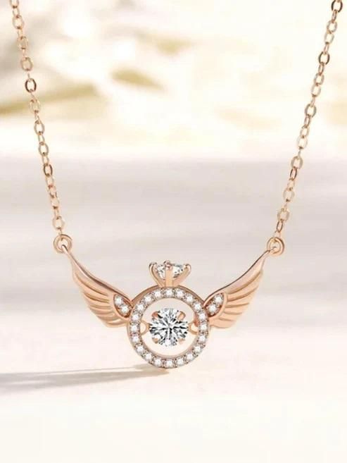 AngelGlow™ Rose Gold Angel Wings Pendant Chain – Elegant, Timeless & Radiant