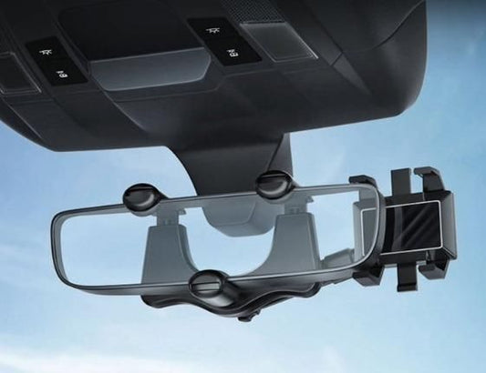 MirrorMount™ Adjustable Mobile Phone Holder for Car – Rearview Mirror Clip-On Mount