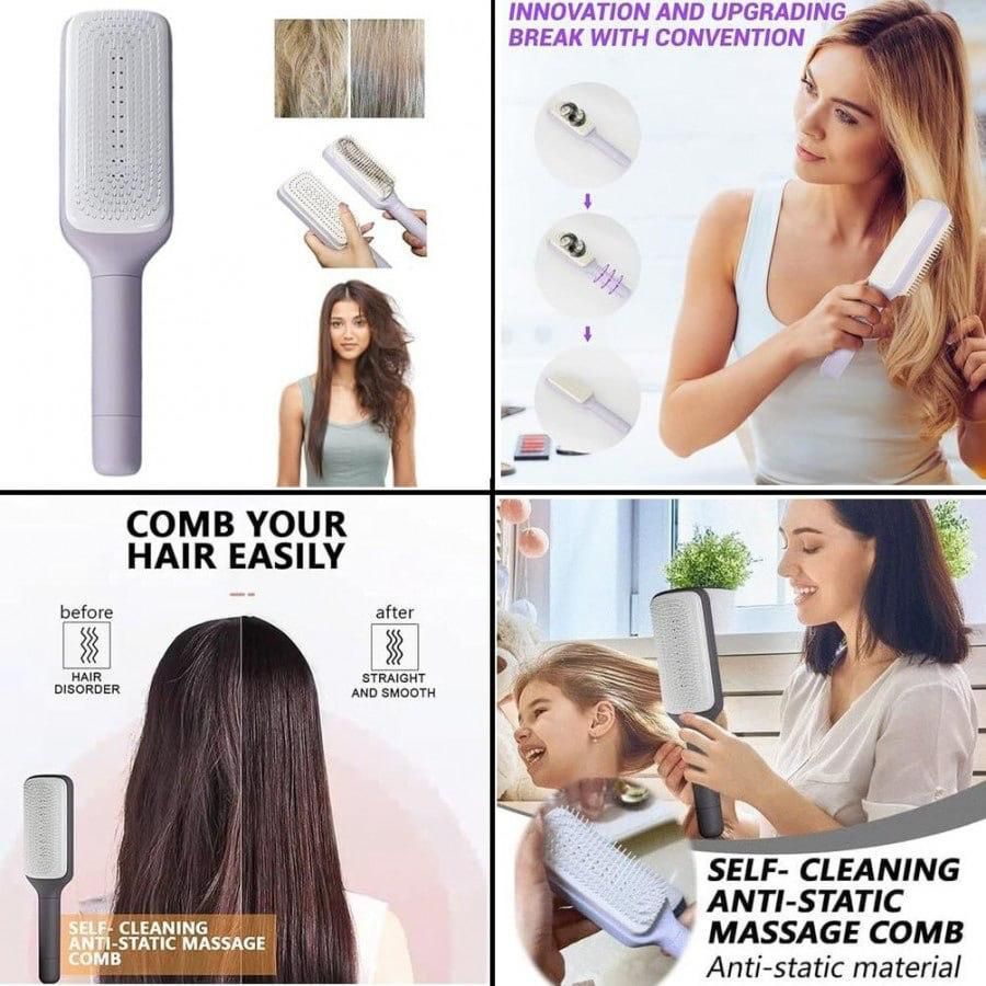 GlideEase™ Self-Cleaning Anti-Static Massage Comb – Tangle-Free Hair in Seconds