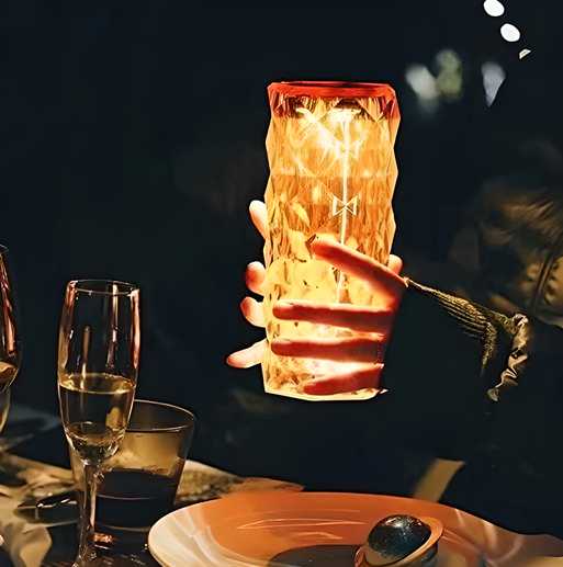 LuxeGlow Crystal Table Lamp – 16-Color Changing RGB Rose Diamond Lamp