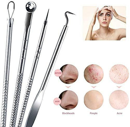ClearSkin™ Stainless Steel Blackhead & Acne Extractor Set (4 Pcs) – Instant Pore Cleansing