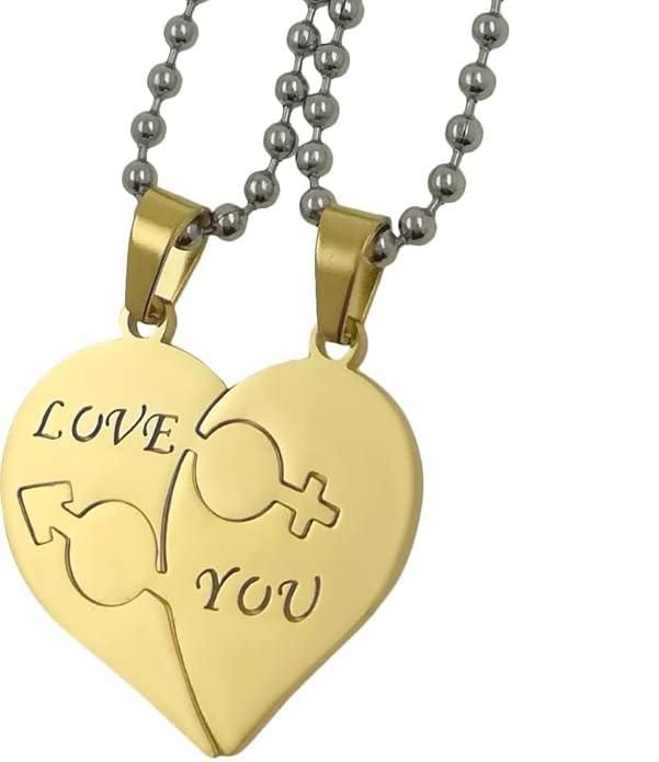 Nest Love Heart-Shaped Gold-Plated Pendant Necklace for Couples