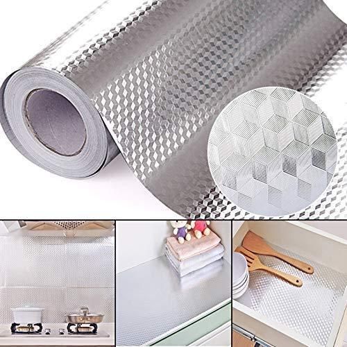ShieldWrap™ Kitchen Foil Sticker – Waterproof & Oil-Proof Aluminum Backsplash (2 Rolls, 2 Meters Each)