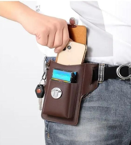 LeatherGuard™ Hands-Free Belt Pouch – Secure & Stylish Phone Case for Men