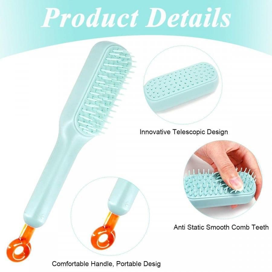 GlideEase™ Self-Cleaning Anti-Static Massage Comb – Tangle-Free Hair in Seconds
