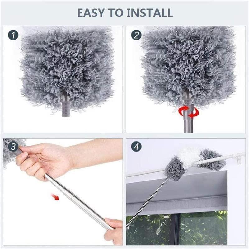 FlexiClean™ Expandable Pole Handle Washable Duster – Extendable Microfiber Cleaning Brush