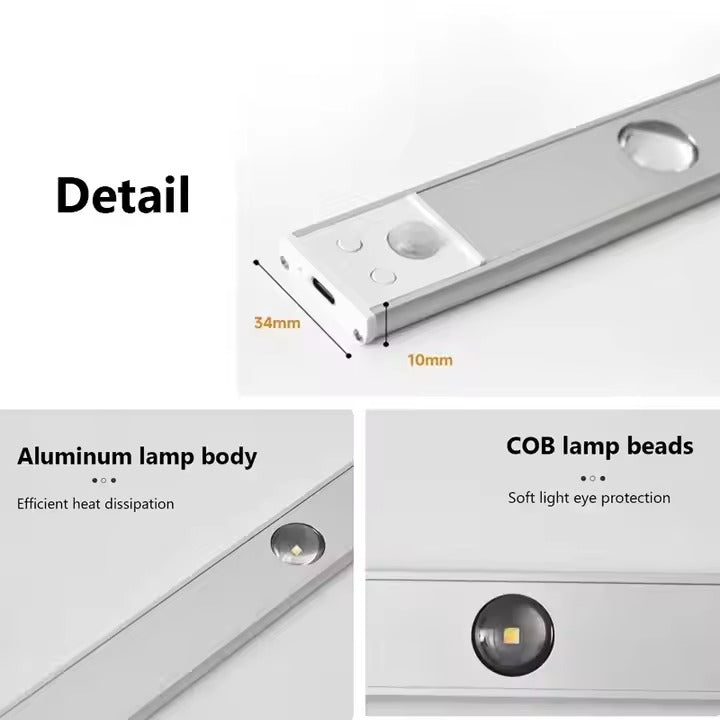 GlowLite By Ankaa,USB Rechargeable LED PIR Motion Sensor Cabinet Light