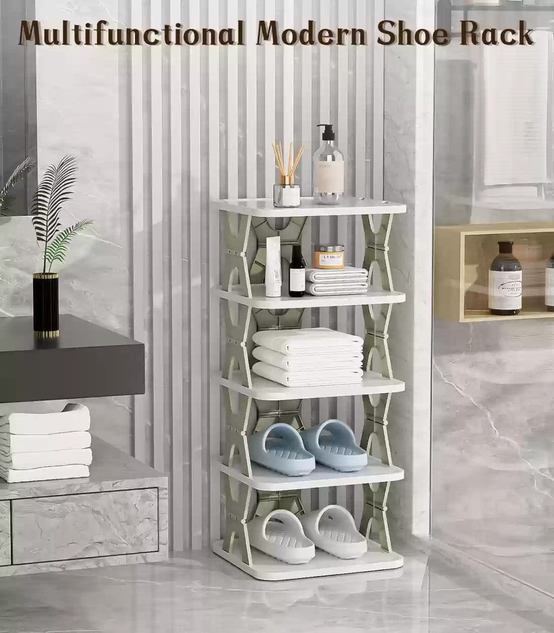 SpaceSaver™ 4-Tier Foldable Shoe Rack – Smart & Compact Storage Solution