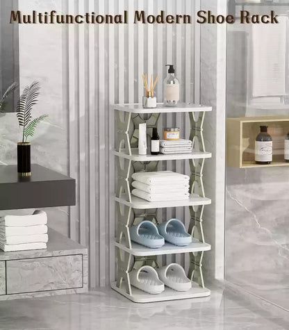 SpaceSaver™ 4-Tier Foldable Shoe Rack – Smart & Compact Storage Solution