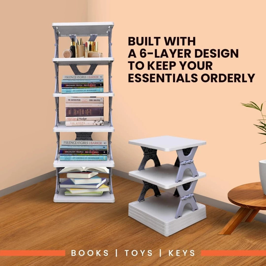SpaceSaver™ 4-Tier Foldable Shoe Rack – Smart & Compact Storage Solution