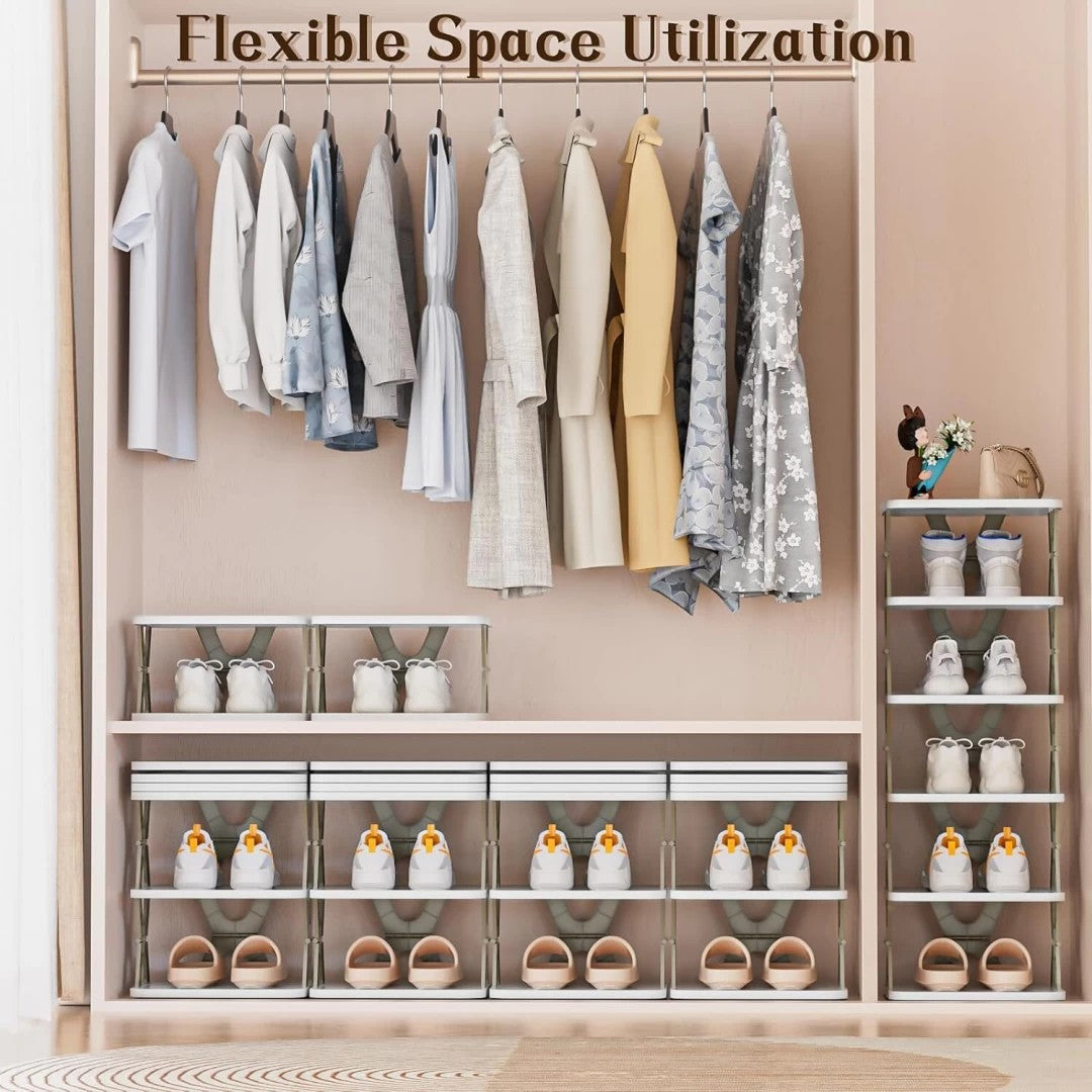 SpaceSaver™ 4-Tier Foldable Shoe Rack – Smart & Compact Storage Solution