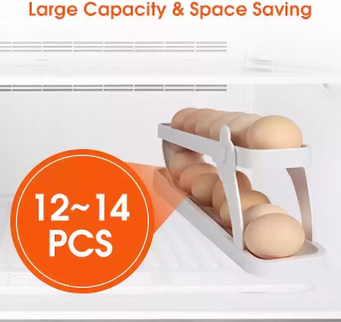 EggMaster™ Auto-Rolling Egg Holder – Space-Saving & Organized Storage