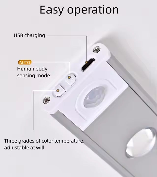 GlowLite By Ankaa,USB Rechargeable LED PIR Motion Sensor Cabinet Light
