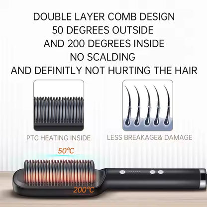 LuxeGlide By Ankaa,2-in-1 Ceramic Hair Straightener & Volumizing Curler Brush