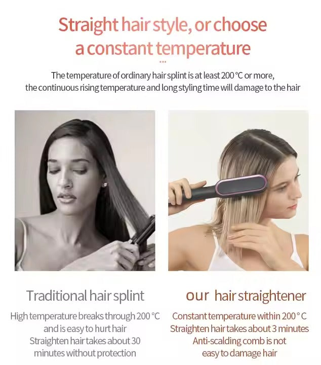 LuxeGlide By Ankaa,2-in-1 Ceramic Hair Straightener & Volumizing Curler Brush