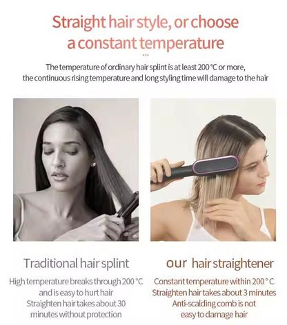 LuxeGlide By Ankaa,2-in-1 Ceramic Hair Straightener & Volumizing Curler Brush