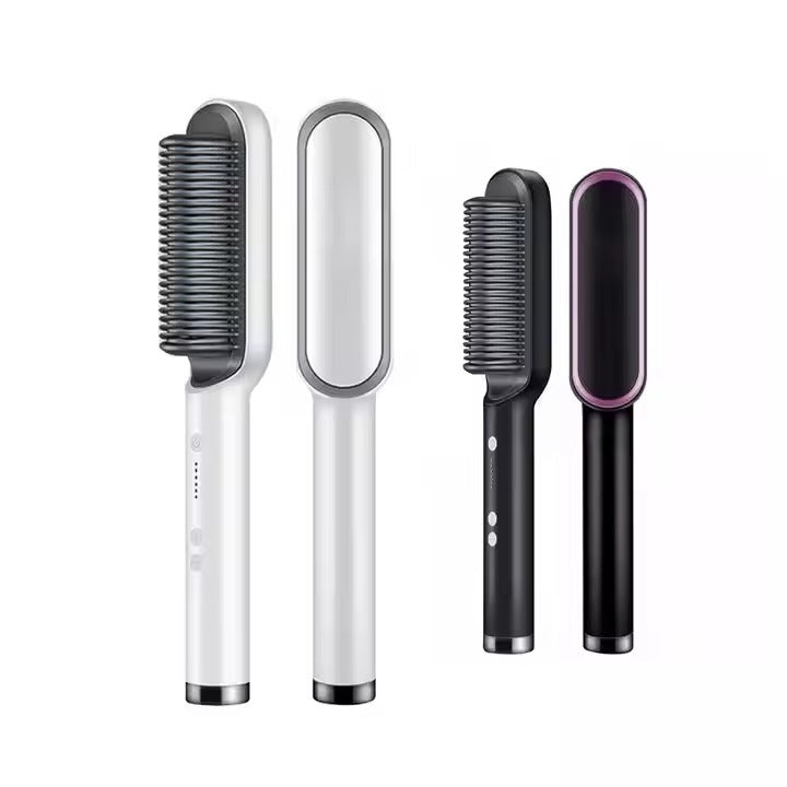 LuxeGlide By Ankaa,2-in-1 Ceramic Hair Straightener & Volumizing Curler Brush